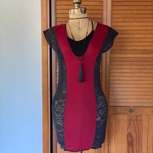 Sacred Empire | Red & Black Lace Mini Dress | S/M